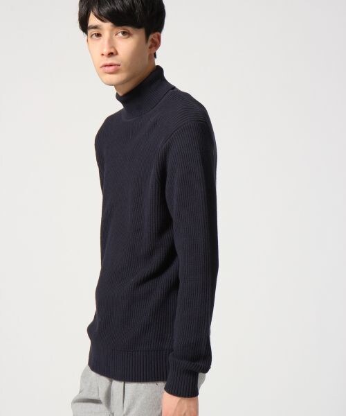 RAGEBLUE(レイジブルー)の「片あぜ編みニットタートル(トップス・メンズ・ホワイト/グレー/ネイビー・M/L)」の3枚目の写真