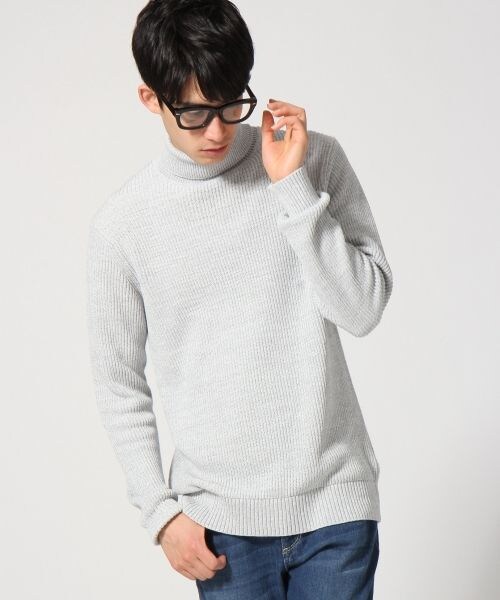 RAGEBLUE(レイジブルー)の「片あぜ編みニットタートル(トップス・メンズ・ホワイト/グレー/ネイビー・M/L)」の2枚目の写真