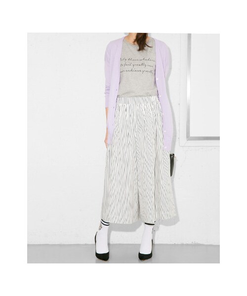 URBAN RESEARCH Sonny Label（アーバンリサーチサニーレーベル）の「ストライプイージーワイドパンツ（パンツ・レディース・ホワイト/ブラック・FREE）」の5枚目の写真