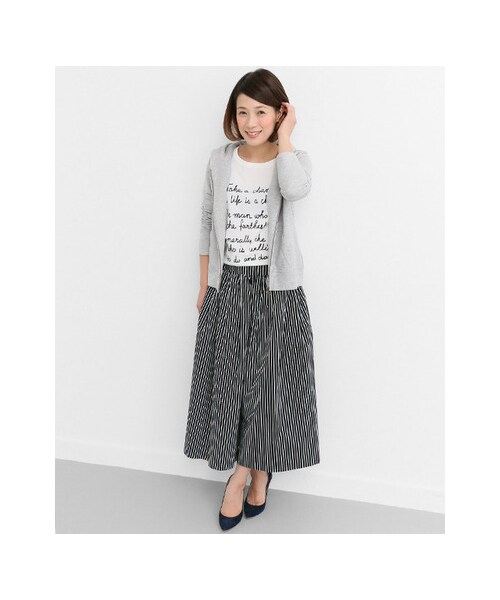 URBAN RESEARCH Sonny Label（アーバンリサーチサニーレーベル）の「ストライプイージーワイドパンツ（パンツ・レディース・ホワイト/ブラック・FREE）」の7枚目の写真