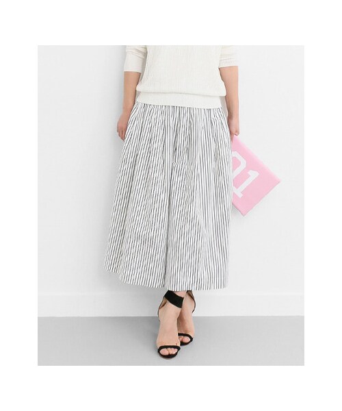 URBAN RESEARCH Sonny Label（アーバンリサーチサニーレーベル）の「ストライプイージーワイドパンツ（パンツ・レディース・ホワイト/ブラック・FREE）」の3枚目の写真