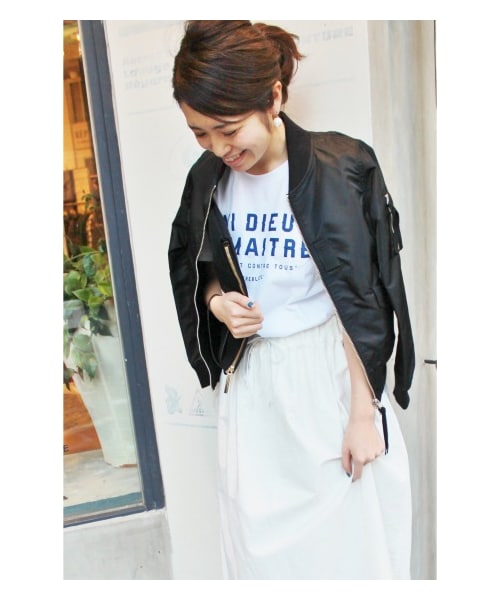 SLOBE IENA(スローブイエナ)の「《予約》ナイロンクロップドMA-1 ブルゾン(その他ブルゾン・レディース・ブラック/ホワイト/カーキ・36/38/40)」の1枚目の写真