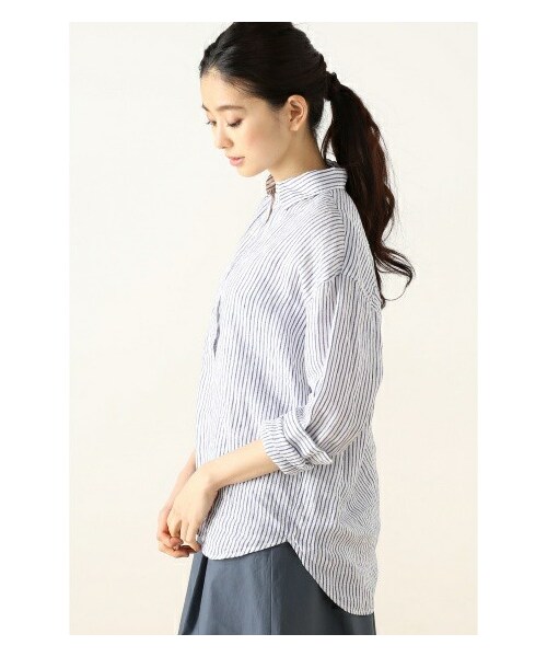 Spick & Span(スピックアンドスパン)の「≪WEB先行予約≫フレンチリネン ロンストレギュラー プルオーバー シャツ(シャツ・レディース・ネイビー/ブルー/ピンク/イエロー・フリー)」の8枚目の写真