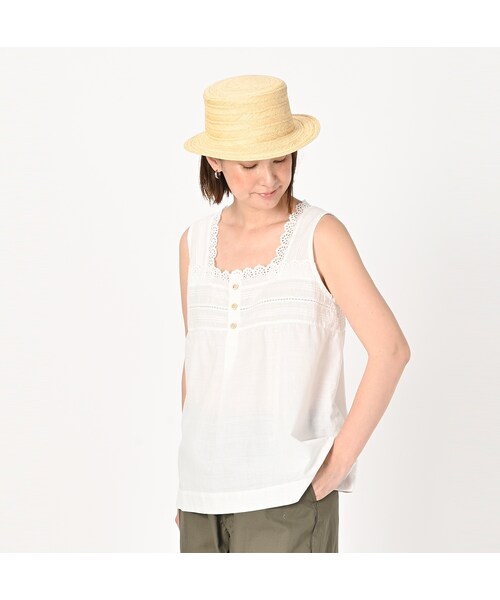 お値下げしました⭐︎ 45R ボーダー天竺のノースリーブトップ（インディゴ） お値下げしました⭐︎ 45R ボーダー天竺のノースリーブトップ