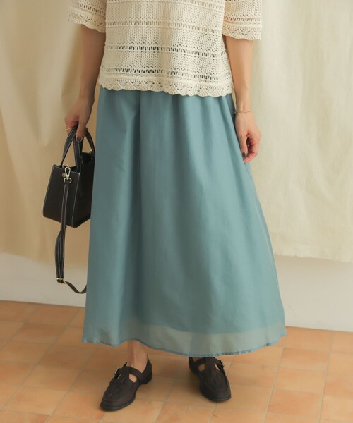URBAN RESEARCH DOORS（アーバンリサーチドアーズ）の「コットンシルクロングスカート（スカート・レディース・D.MINT/BLACK/BROWN・M）」の5枚目の写真