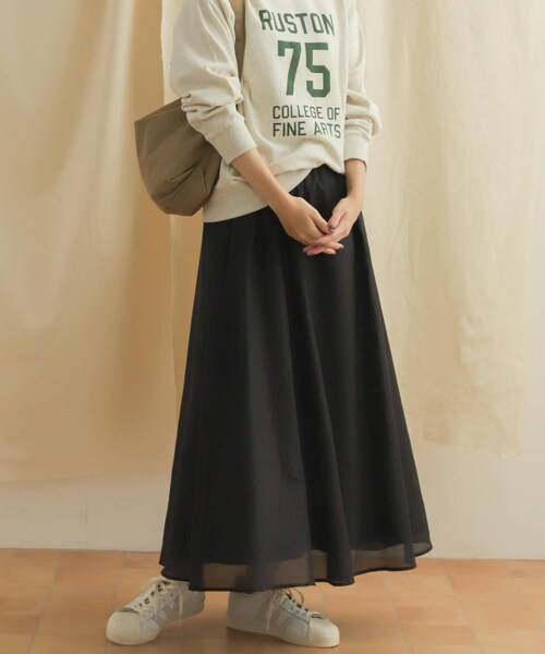 URBAN RESEARCH DOORS（アーバンリサーチドアーズ）の「コットンシルクロングスカート（スカート・レディース・D.MINT/BLACK/BROWN・M）」の18枚目の写真