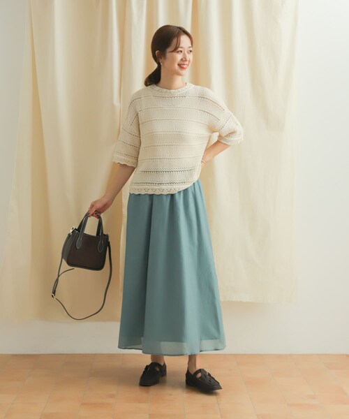 URBAN RESEARCH DOORS（アーバンリサーチドアーズ）の「コットンシルクロングスカート（スカート・レディース・D.MINT/BLACK/BROWN・M）」の14枚目の写真