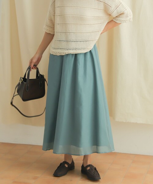 URBAN RESEARCH DOORS（アーバンリサーチドアーズ）の「コットンシルクロングスカート（スカート・レディース・D.MINT/BLACK/BROWN・M）」の4枚目の写真