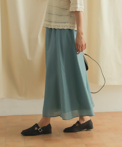 URBAN RESEARCH DOORS（アーバンリサーチドアーズ）の「コットンシルクロングスカート（スカート・レディース・D.MINT/BLACK/BROWN・M）」の7枚目の写真