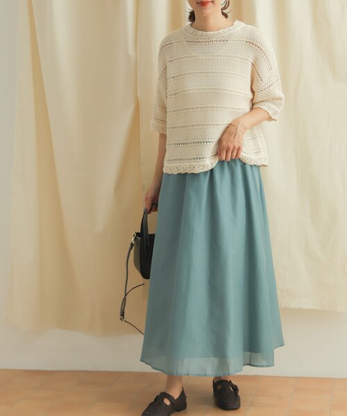 URBAN RESEARCH DOORS（アーバンリサーチドアーズ）の「コットンシルクロングスカート（スカート・レディース・D.MINT/BLACK/BROWN・M）」の11枚目の写真