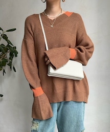 DouDou（ドゥドゥ）の「【WEB限定】 バイカラーニットトップス（ニット