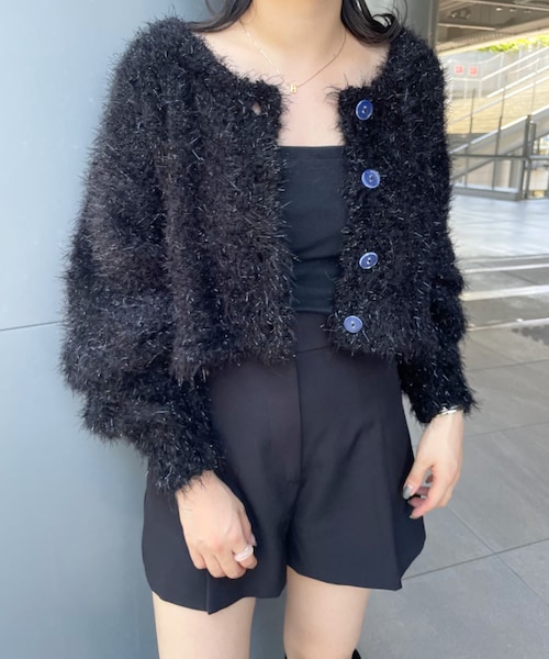 mystic（ミスティック）の「[mline]スノーシャギーカーディガン（カーディガン/ボレロ・レディース・アイボリー/ブルー/グレー/ブラック・F）」の2枚目の写真