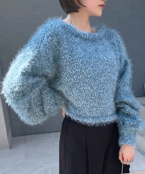 mystic（ミスティック）の「[mline]スノーシャギーカーディガン（カーディガン/ボレロ・レディース・アイボリー/ブルー/グレー/ブラック・F）」の4枚目の写真