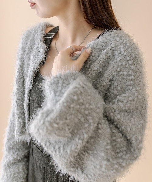 mystic（ミスティック）の「[mline]スノーシャギーカーディガン（カーディガン/ボレロ・レディース・アイボリー/ブルー/グレー/ブラック・F）」の3枚目の写真