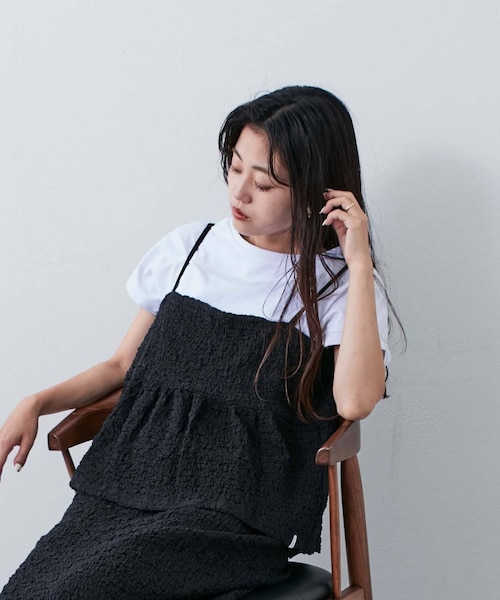 CIAOPANIC TYPY（チャオパニックティピー）の「【Retreat】ぽこぽこジャガードビスチェ（その他トップス・レディース・ホワイト/ライムグリーン/ブラック・ONE）」の2枚目の写真