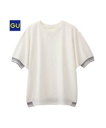 GU | （GU）リブコンビプルオーバー（５分袖）(トップス)