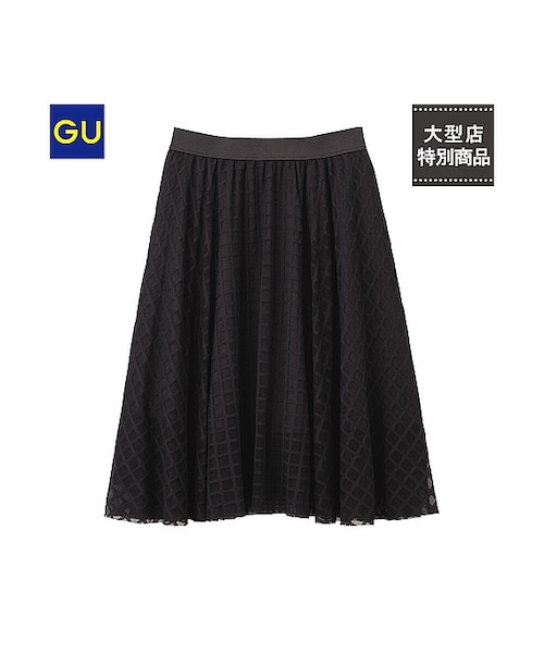 GU（ジーユー）の「（GU）チュールメッシュスカート（WOMEN ⁄ スカート・レディース・OFF WHITE/NAVY/BLACK・L/S/M）」の2枚目の写真