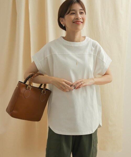 URBAN RESEARCH DOORS(アーバンリサーチドアーズ)の「フットボールロングカットソー(トップス・レディース・OFF WHITE/L/BEIGE/BLACK/Y/KHAKI・M)」の4枚目の写真