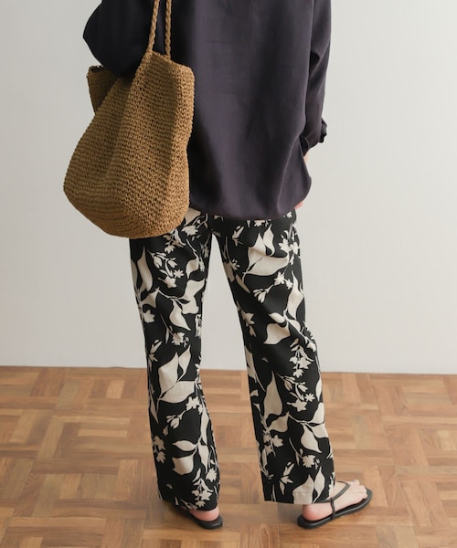 新品◎アーバンリサーチドアーズ ◎リネンレーヨンフラワーパンツ/BLK×NAT URBAN RESEARCH DOORS（アーバンリサーチドアーズ）の「リネン