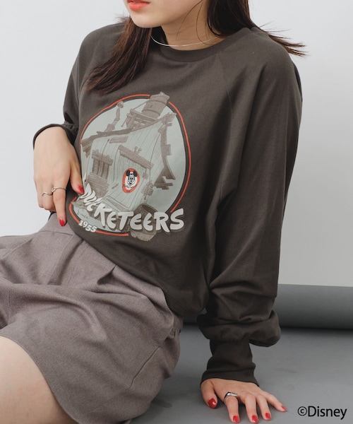 Kastane（カスタネ）の「【7.20(木)12:00発売/Mickey Mouse】ロンTEE（Tシャツ/カットソー・レディース・アイボリー/チャコールグレー・F）」の2枚目の写真