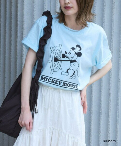 CIAOPANIC TYPY（チャオパニックティピー）の「DISNEY/『蒸気船ウィリー』/プリントTee（Tシャツ/カットソー・レディース・オフホワイト/ブルー/グレー・M/XL）」の3枚目の写真