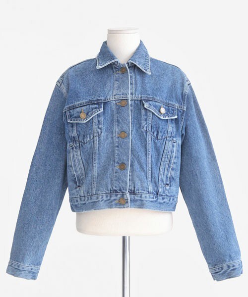 DHOLIC（ディーホリック）の「ブルーデニムショートジャケット（デニムジャケット・レディース・ディープブルーデニム/ライトブルーデニム・free）」の2枚目の写真