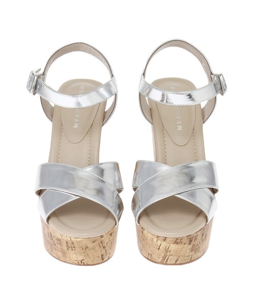 MERCURYDUO（マーキュリーデュオ）の「【GDS】 ミックスメタリックウェッジサンダル（シューズ・レディース・オフホワイト/インディゴ/ミックス/シルバー・36/38）」の8枚目の写真