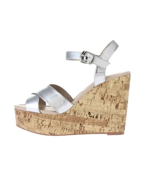 MERCURYDUO（マーキュリーデュオ）の「【GDS】 ミックスメタリックウェッジサンダル（シューズ・レディース・オフホワイト/インディゴ/ミックス/シルバー・36/38）」の5枚目の写真