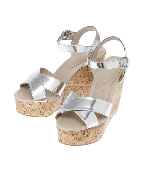 MERCURYDUO（マーキュリーデュオ）の「【GDS】 ミックスメタリックウェッジサンダル（シューズ・レディース・オフホワイト/インディゴ/ミックス/シルバー・36/38）」の6枚目の写真