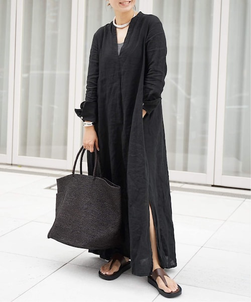 ドゥーズィエムクラス　CELERI/セルリ　LINEN DRESS ブラック Deuxieme Classe（ドゥーズィエムクラス）の「LINEN DRESS