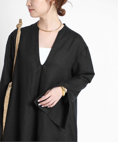 ドゥーズィエムクラス　CELERI/セルリ　LINEN DRESS ブラック Deuxieme Classe（ドゥーズィエムクラス）の「LINEN DRESS