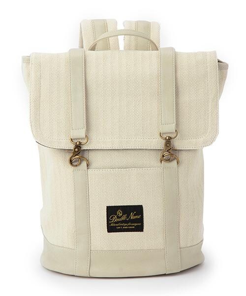 DOUBLE NAME（ダブルネーム）の「フラップ式リュックサック(無地/迷彩/ストライプ)（ファッション雑貨・レディース・ブラック/キナリ/柄A/柄B・FREE）」の2枚目の写真