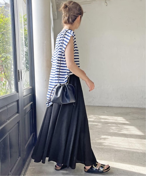 スピックアンドスパン　CO/PE 撥水ギャザースカート　36 ブラック スピックアンドスパン CO/PE 撥水ギャザースカート 36 ブラック