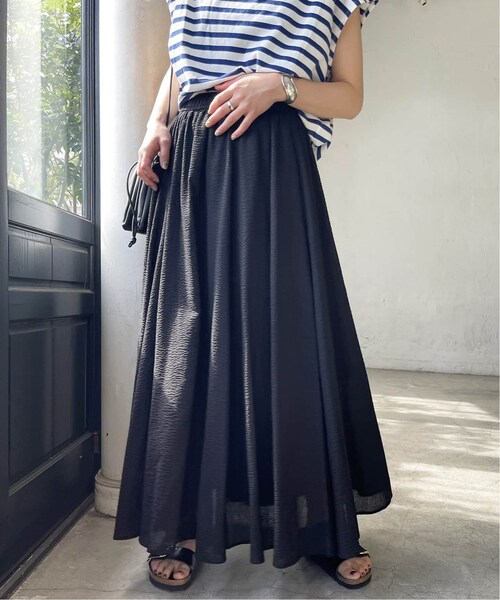 値引き☆スピックアンドスパン CO/PE撥水ギャザースカート 38 ブラック 値引き☆スピックアンドスパン CO/PE撥水ギャザースカート 38