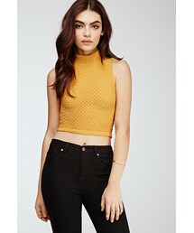 FOREVER 21 | FOREVER 21 Textured Mock Neck Crop Top(Tシャツ/カットソー)