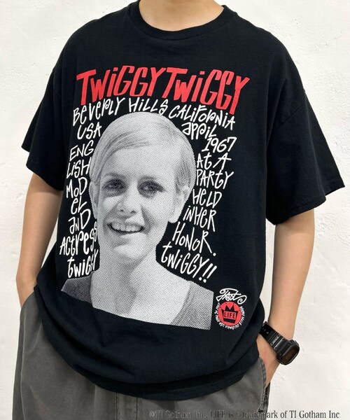 WHO'S WHO gallery（フーズフーギャラリー）の「COOPER FACT LIFE TWIGGY TEE（Tシャツ/カットソー・レディース・ホワイト/ブラック・F）」の2枚目の写真