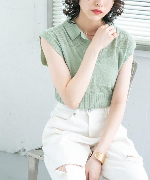 KBF（ケイビーエフ）の「スリーブレスポロニット（）」 - WEAR