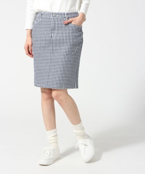 LOWRYS FARM(ローリーズファーム)の「ストライプ*ギンガムタイトスカート(スカート・レディース・オフ×ストライプ/ブラック×ギンガム/ネイビー×ギンガム/ブルー×ストライプ/ネイビー×ストライプ・M/L)」の3枚目の写真