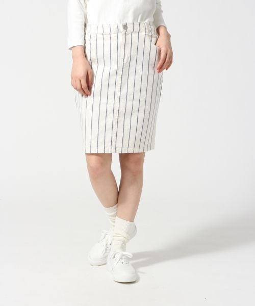 LOWRYS FARM(ローリーズファーム)の「ストライプ*ギンガムタイトスカート(スカート・レディース・オフ×ストライプ/ブラック×ギンガム/ネイビー×ギンガム/ブルー×ストライプ/ネイビー×ストライプ・M/L)」の1枚目の写真