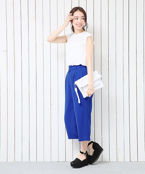 A part by(アパートバイ)の「JZワイドガウチョパンツ(パンツ・レディース・ホワイト/ブラック/ブルー・M/L)」の13枚目の写真