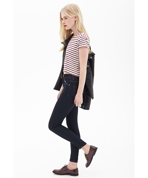 FOREVER 21（フォーエバー トゥエンティーワン）の「FOREVER 21 Bengal Stripe Tee（Tシャツ/カットソー・レディース・Grey/wine・Large）」の4枚目の写真