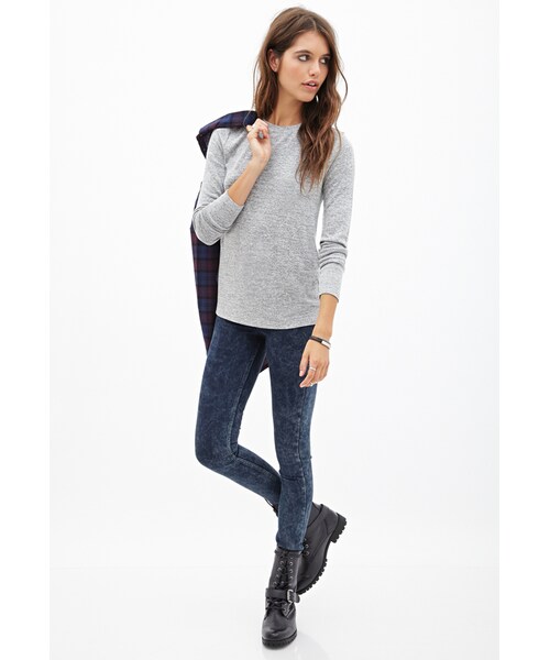 FOREVER 21（フォーエバー トゥエンティーワン）の「FOREVER 21 Classic Heathered Knit Top（シャツ/ブラウス・レディース・Light heather grey/Charcoal・Small/Medium/Large）」の7枚目の写真