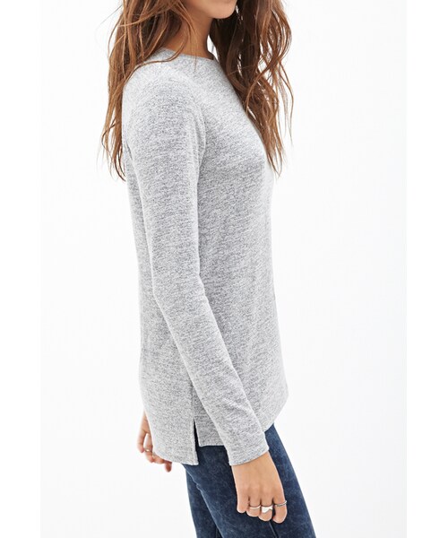 FOREVER 21（フォーエバー トゥエンティーワン）の「FOREVER 21 Classic Heathered Knit Top（シャツ/ブラウス・レディース・Light heather grey/Charcoal・Small/Medium/Large）」の3枚目の写真