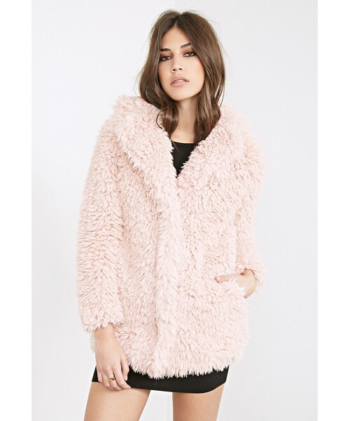 FOREVER 21(フォーエバー トゥエンティーワン)の「FOREVER 21 Faux Shearling Overcoat(ジャケット/アウター・レディース・Pink/Cream・Medium/Small/Large)」の10枚目の写真