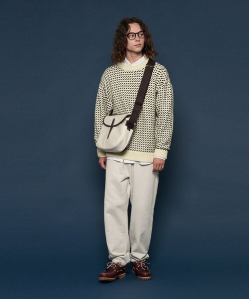 L.L.Bean（エルエルビーン）の「【送料無料】WayneWashableSweaterBirds-Eye【予約商品】（その他・メンズ・オフホワイト/ネイビー・M）」の2枚目の写真