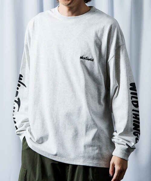 WILD THINGS（ワイルドシングス）の「【送料無料】限定展開 WILD THINGS×FREAK'S STORE/ワイルドシングス 別注 ビッグシルエット 袖プリント ロングスリーブTシャツ/ロンT【予約商品】（その他・メンズ・ホワイト/グレー/ブラック/ベージュ・S）」の19枚目の写真
