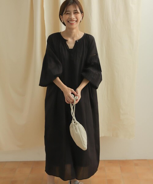 CECILIE BAHNSEN セシリーバンセン ナイロン ギャザー ワンピース 美品 セシリーバンセン CECILIE BAHNSEN ワンピース ギャザー