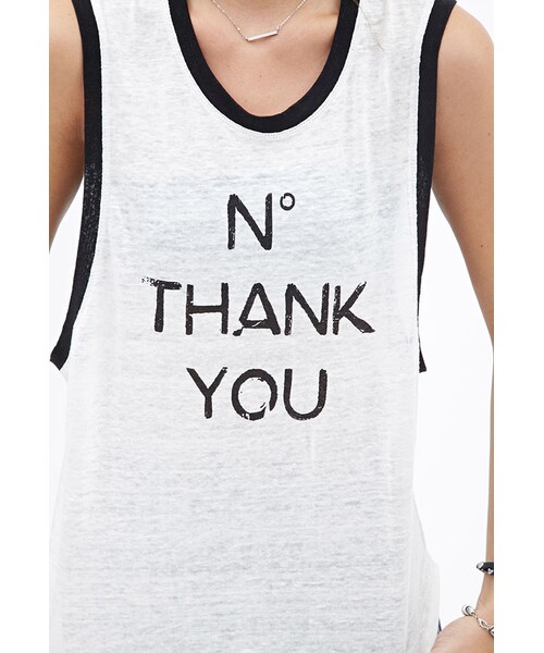FOREVER 21(フォーエバー トゥエンティーワン)の「FOREVER 21 No Thank You Tank(タンクトップ・レディース・Cream/black・Large/Small/Medium)」の3枚目の写真
