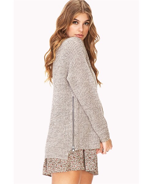 FOREVER 21（フォーエバー トゥエンティーワン）の「FOREVER 21 Laid Back Zipper Sweater（ニット/セーター・レディース・Navy/light grey/Beige/heather grey・Large/Medium/Small）」の10枚目の写真