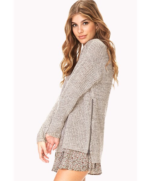 FOREVER 21（フォーエバー トゥエンティーワン）の「FOREVER 21 Laid Back Zipper Sweater（ニット/セーター・レディース・Navy/light grey/Beige/heather grey・Large/Medium/Small）」の6枚目の写真